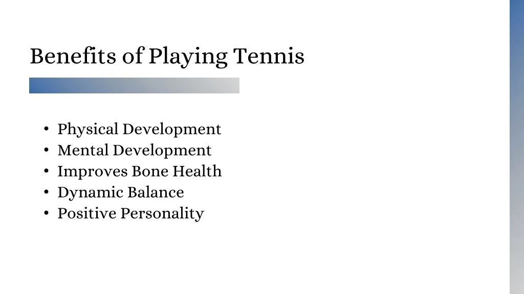 PPT Top 5 Health Benefits of Playing Tennis for Kids PowerPoint