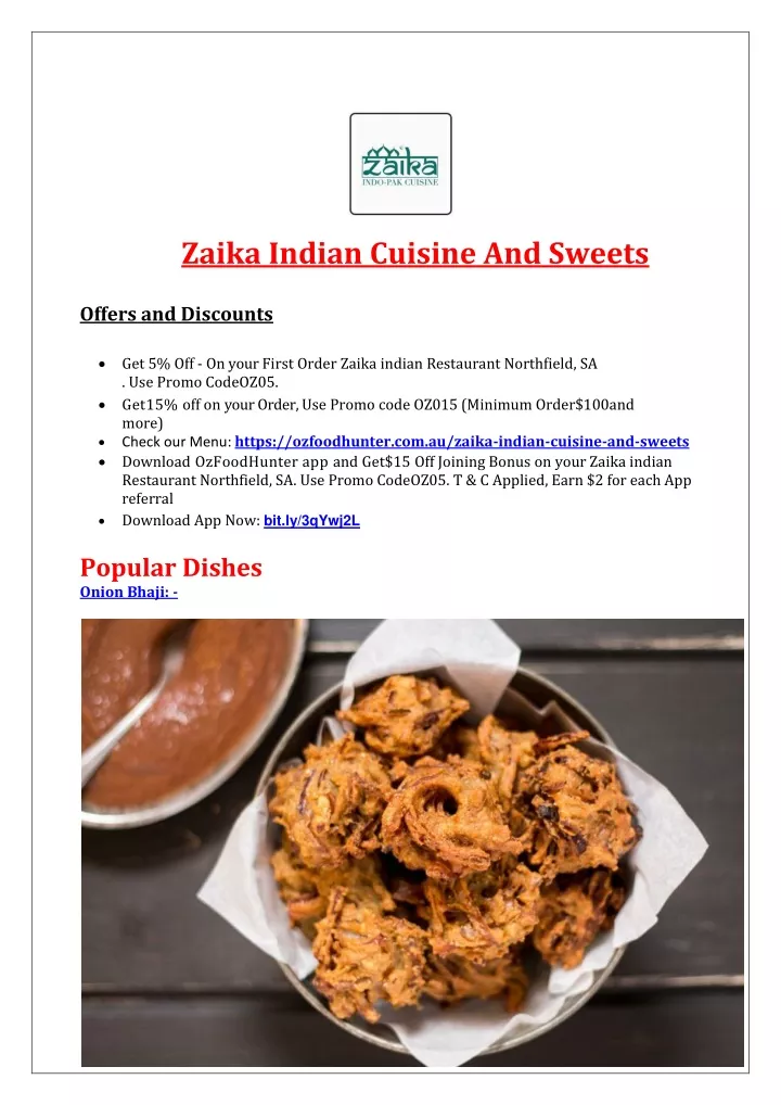 PPT 5 Off Zaika Indian Restaurant Menu Takeaway Northfield SA   Zaika Indian Cuisine And Sweets Offers N 