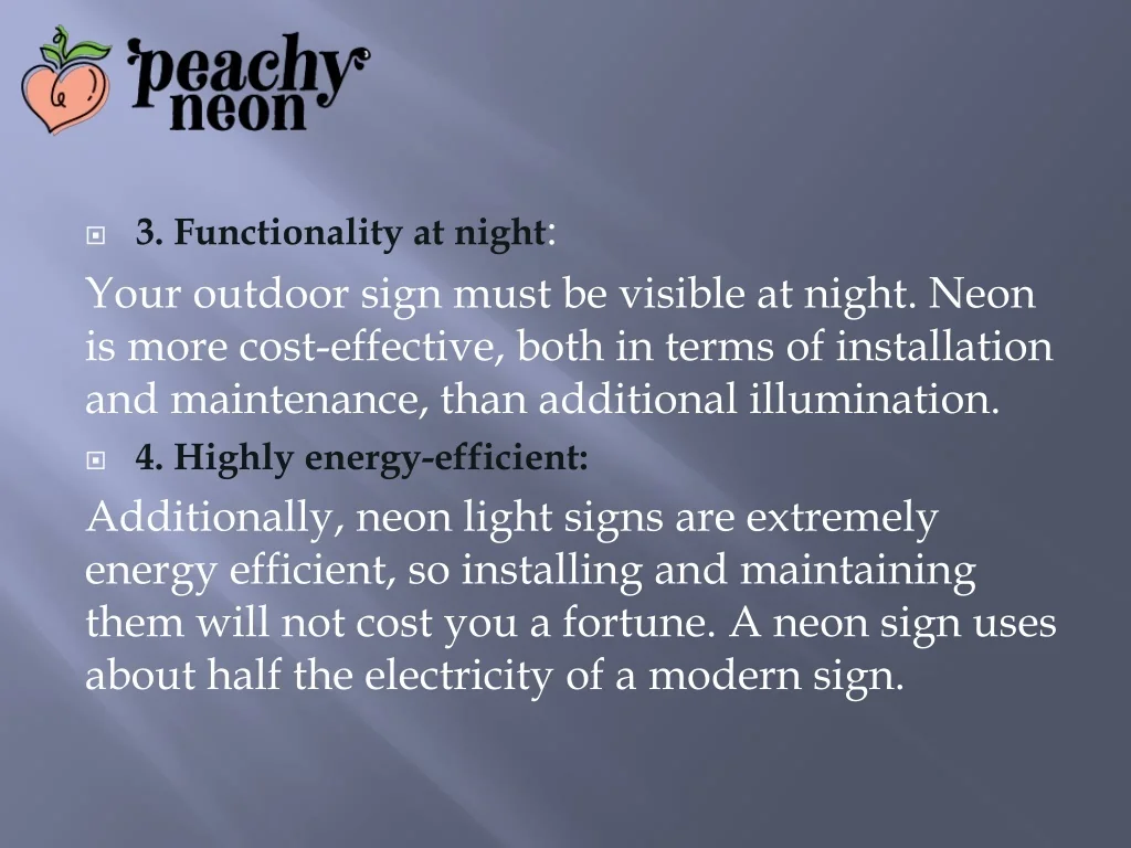 PPT Top 5 Benefits of having neon light signs PowerPoint Presentation