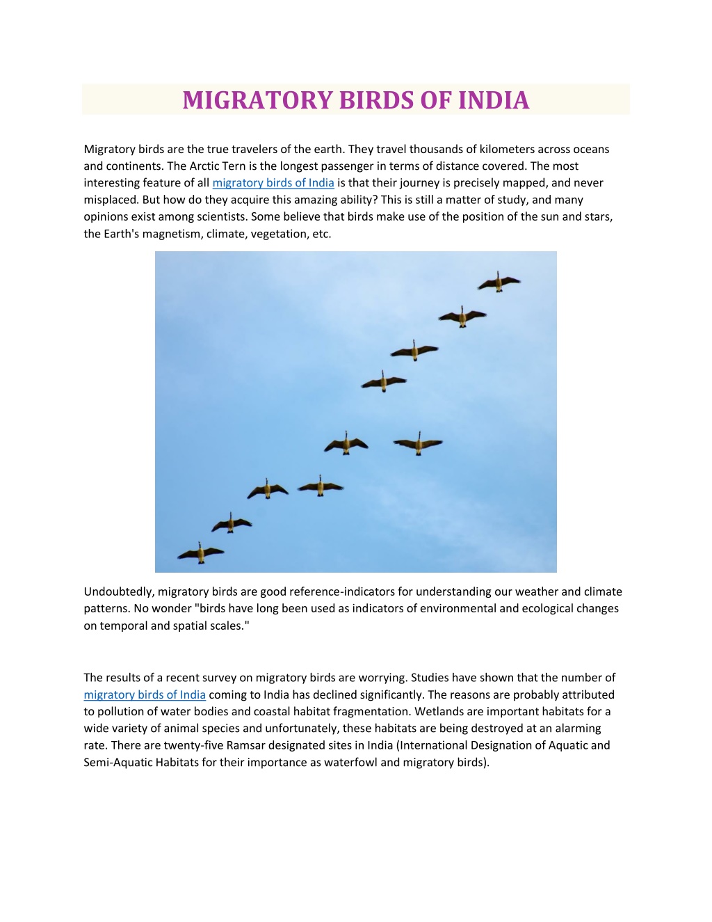 powerpoint presentation on migratory birds in india