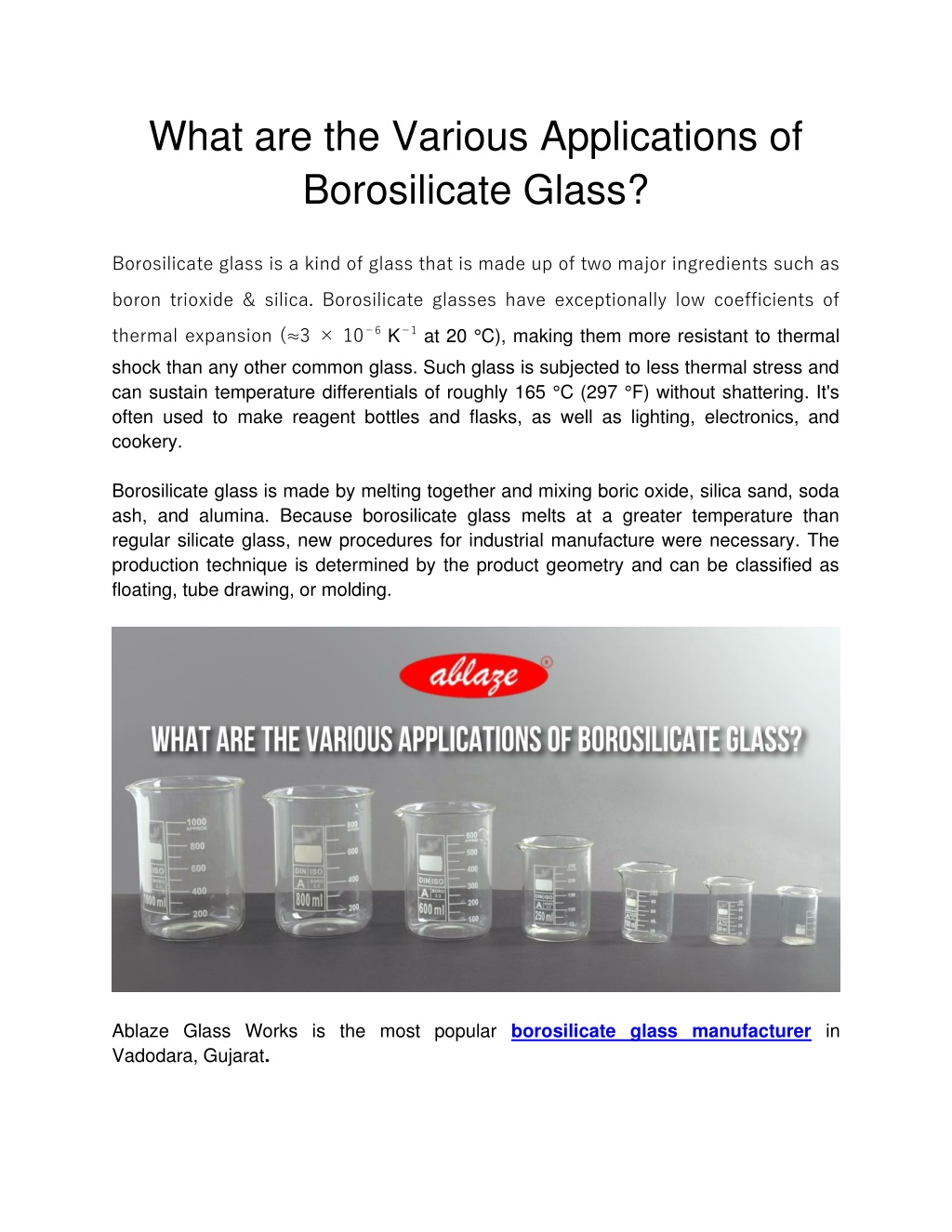 Borosilicate glass manufacturer in India