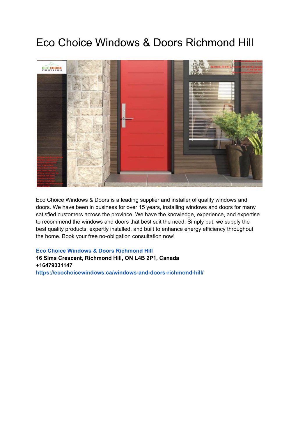 PPT - Eco Choice Windows & Doors Richmond Hill PowerPoint Presentation ...