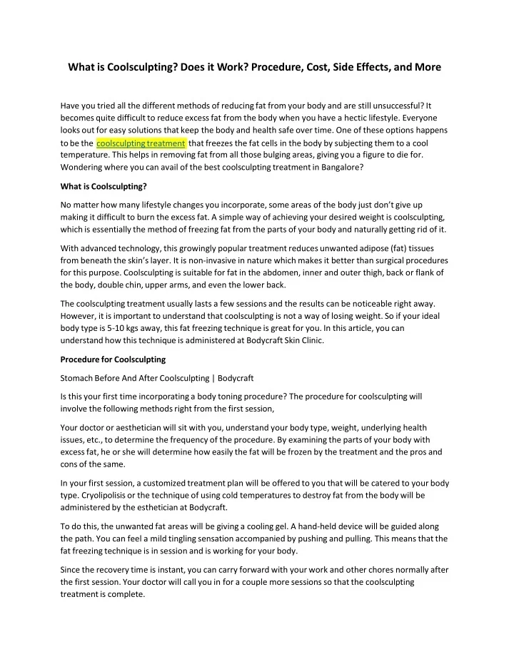 PPT What Is Coolsculpting Does It Work Procedure Cost Side Effects 
