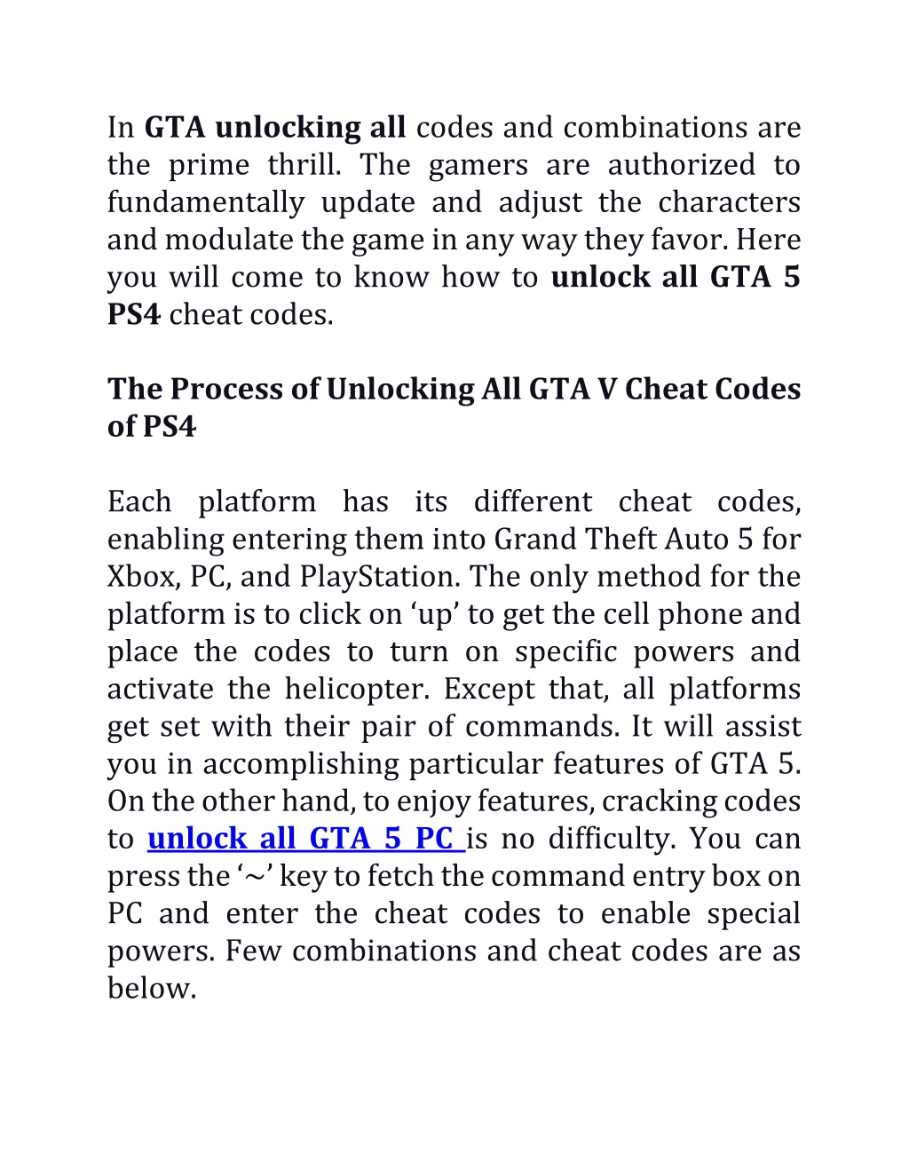 gta 5 cheat codes ps4