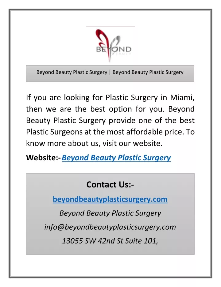 PPT - Beyond Beauty Plastic Surgery | Beyond Beauty Plastic Surgery PowerPoint Presentation - ID