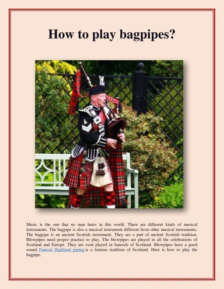 PPT How to play bagpipes PowerPoint Presentation, free download ID
