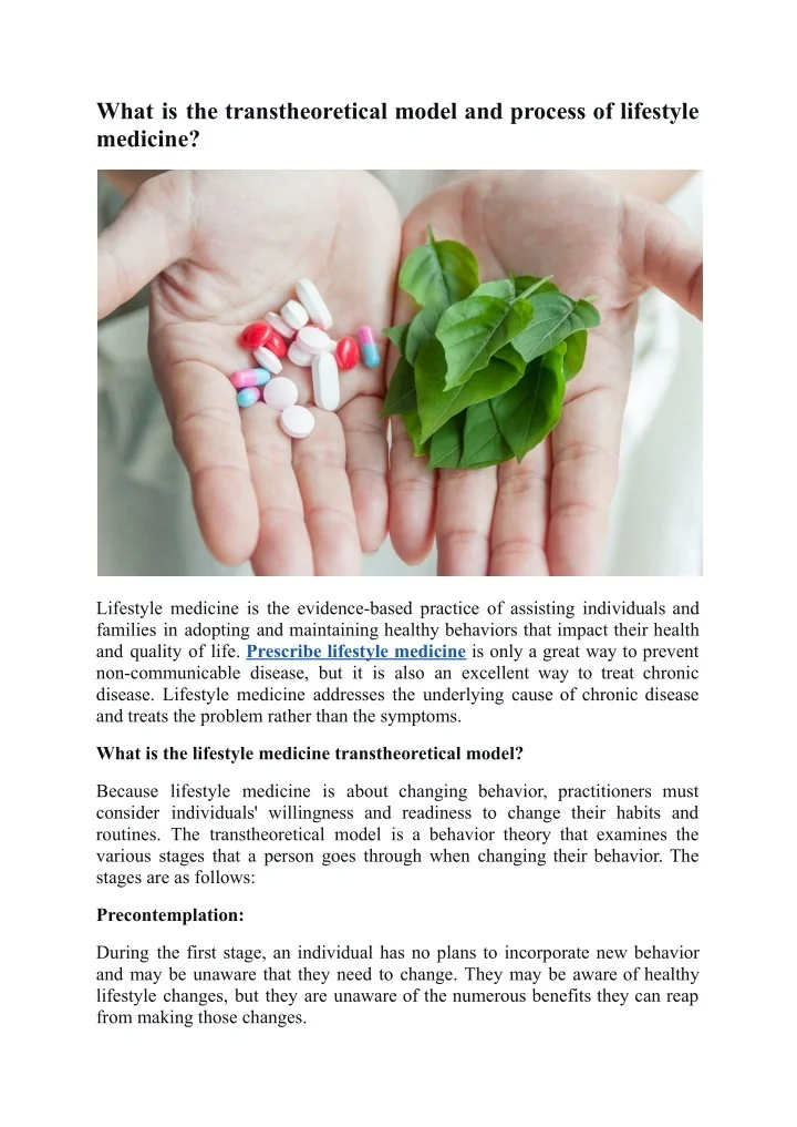 PPT What is the transtheoretical model and process of lifestyle