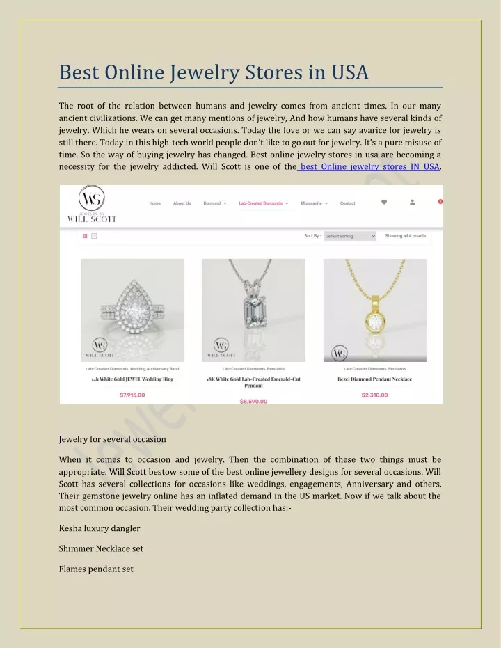 Best Online Jewelry Store In Usa