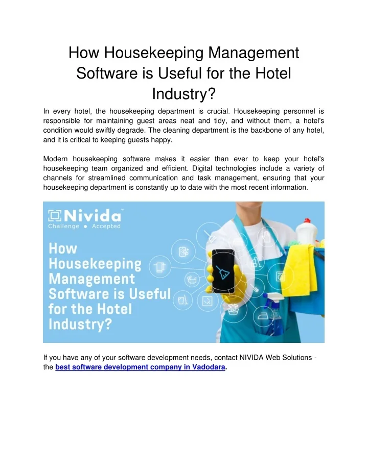 PPT - NIVIDA - How Housekeeping Management Software is Useful for the ...