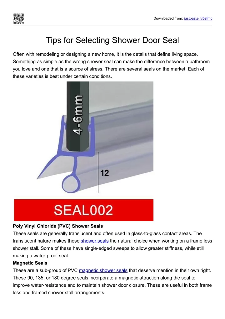 Ppt Tips For Selecting Shower Door Seal Powerpoint Presentation Free