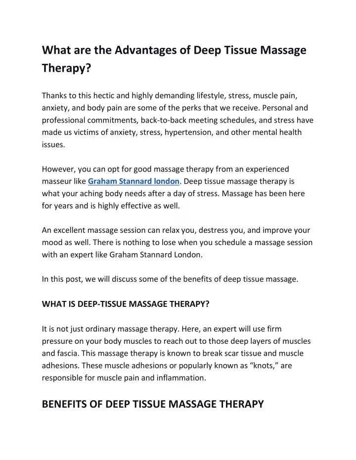 Ppt What Are The Advantages Of Deep Tissue Massage Therapy