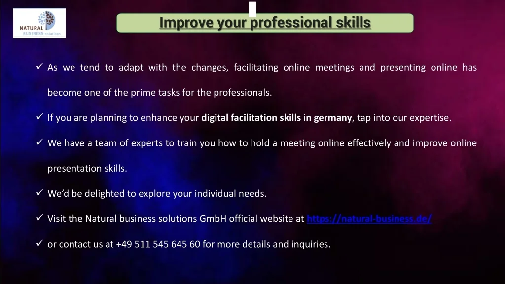 PPT - Improve your professional skills with Natural business solutions ...