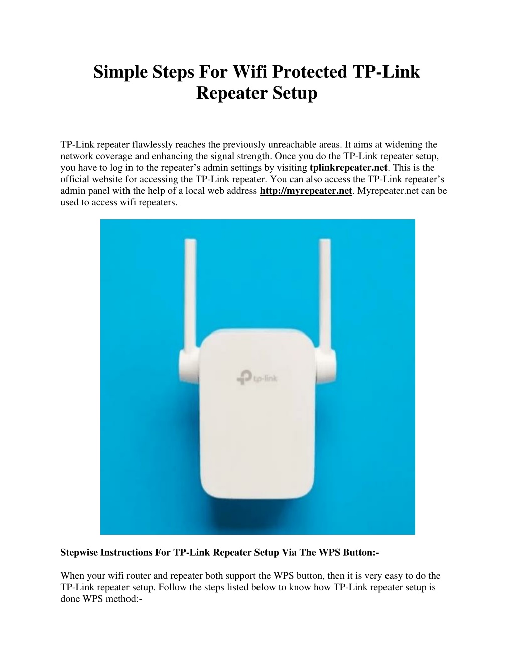 Configure your WIFI REPEATER as an ACCESS POINT