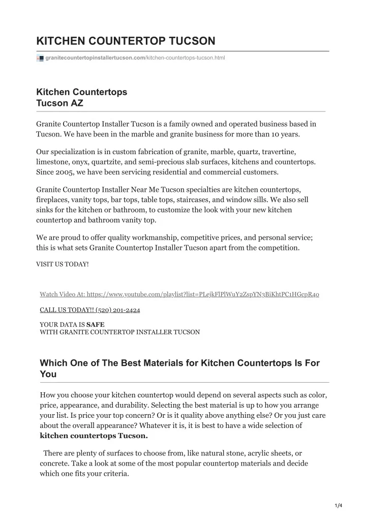 PPT Kitchen Countertops Tucson PowerPoint Presentation, free download