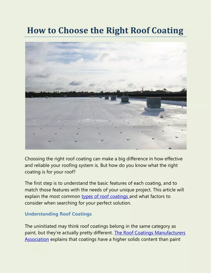 Ppt How To Choose The Right Roof Coating Powerpoint Presentation