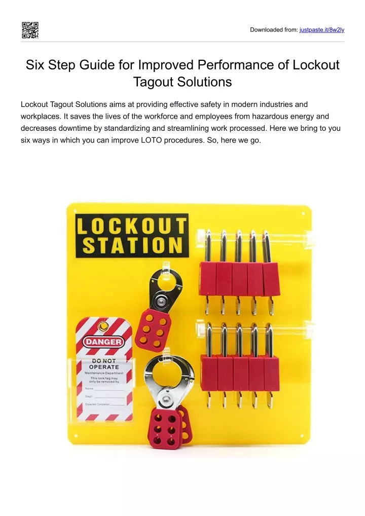 PPT Six Step Guide for Improved Performance of Lockout Tagout