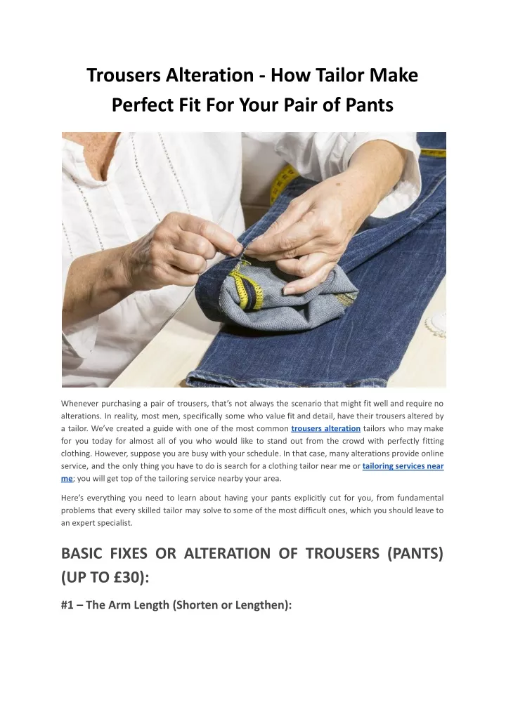 PPT Trousers Alteration How Tailor Make Perfect Fit For Your Pair of Pants PowerPoint