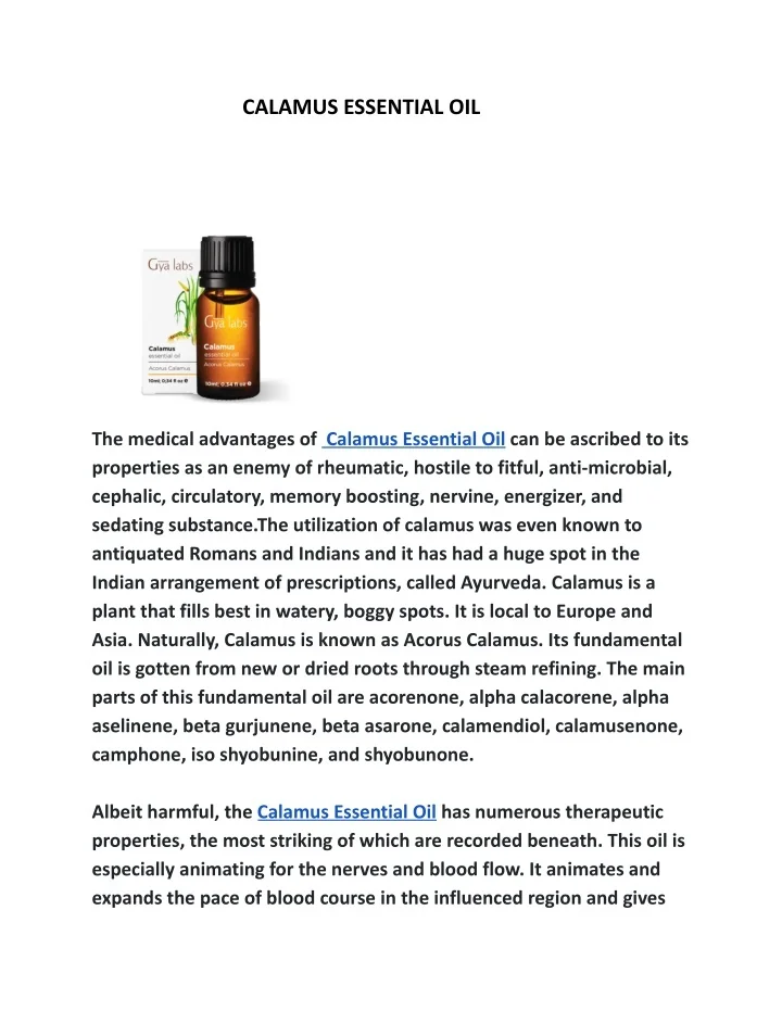 PPT Calamus essential oil,. PowerPoint Presentation, free download