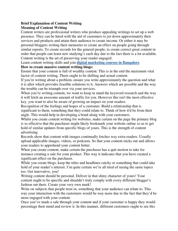 Ppt brief explanation of content writing powerpoint presentation 