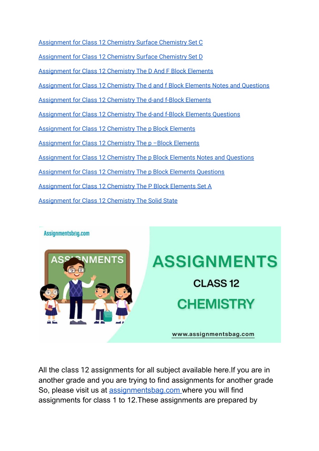 chemistry assignment for class 12 pdf