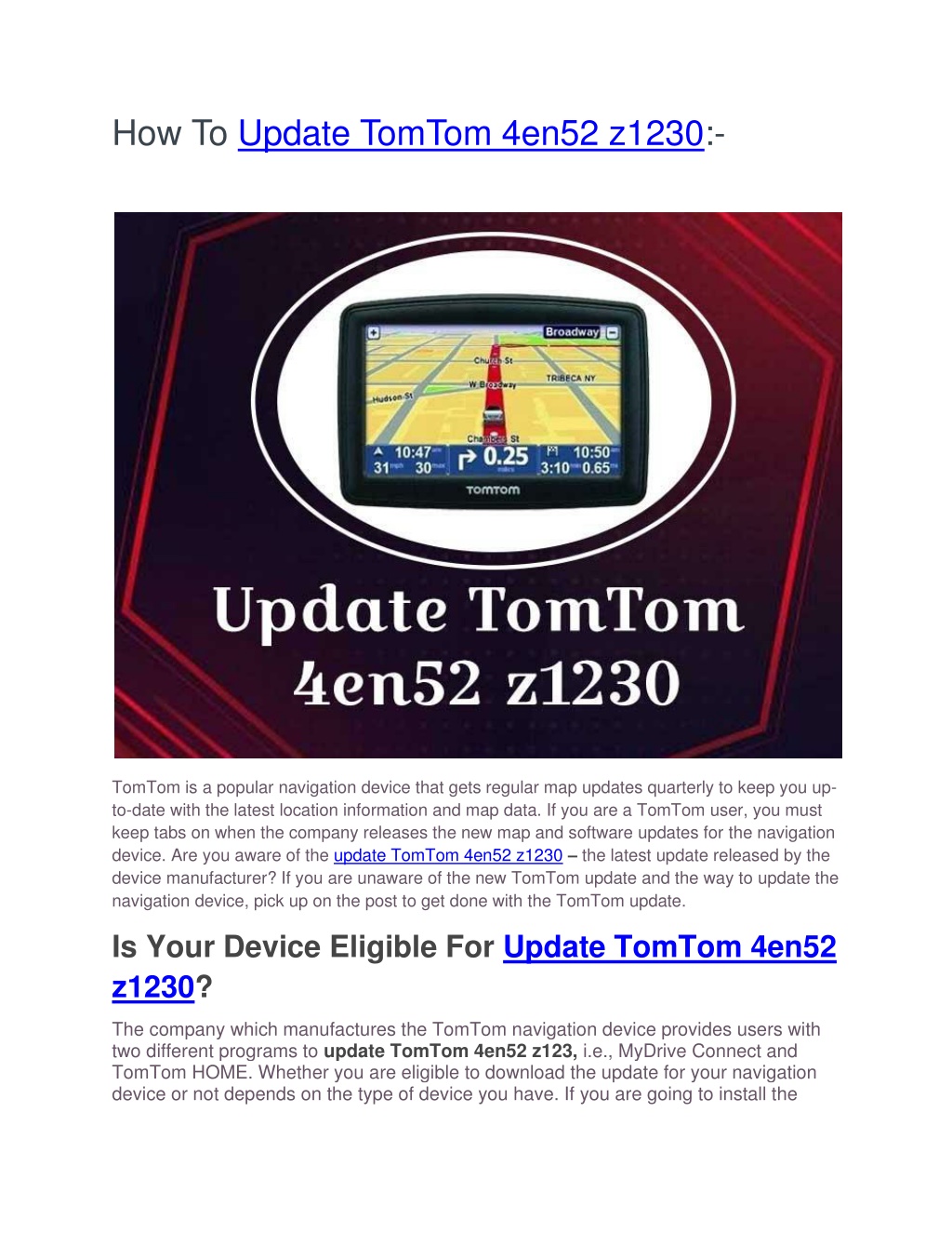 PPT update TomTom 4en52 z1230 PowerPoint Presentation, free download