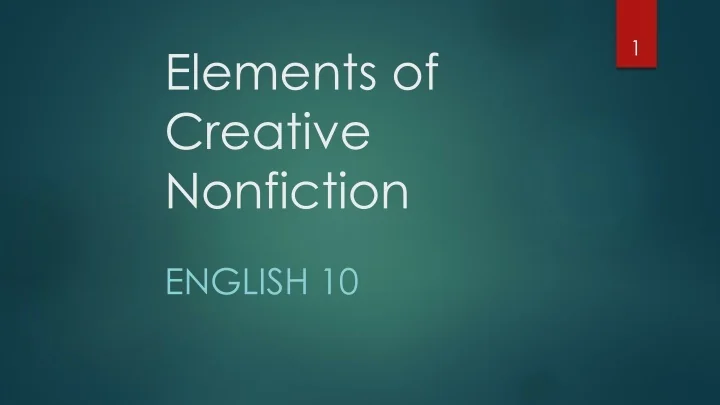 PPT Creative Non Fiction PowerPoint Presentation Free Download ID 