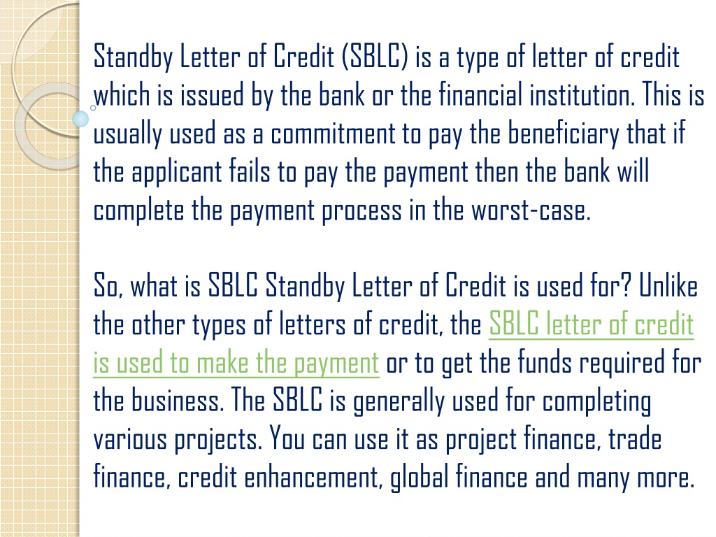 PPT - Why Should You Use The SBLC Standby Letter Of Credit? PowerPoint ...