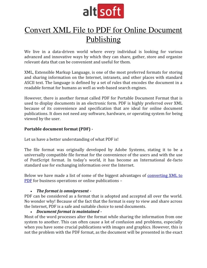 PPT Convert XML File to PDF for Online Document Publishing PowerPoint