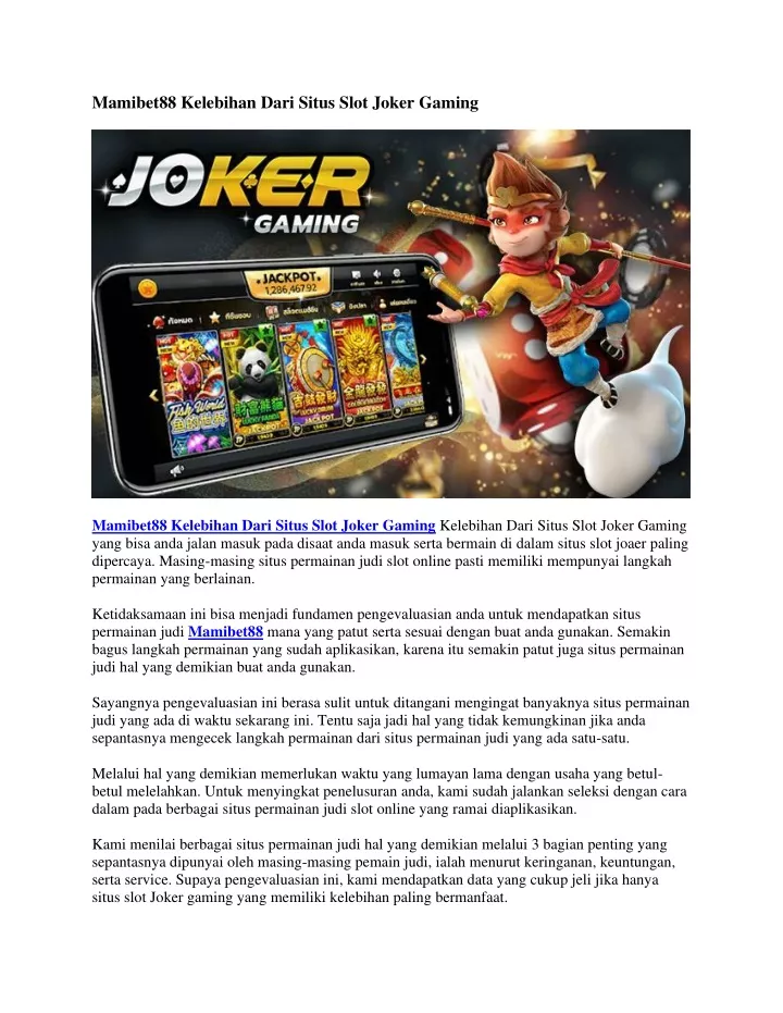 PPT - Mamibet88 Kelebihan Dari Situs Slot Joker Gaming PowerPoint