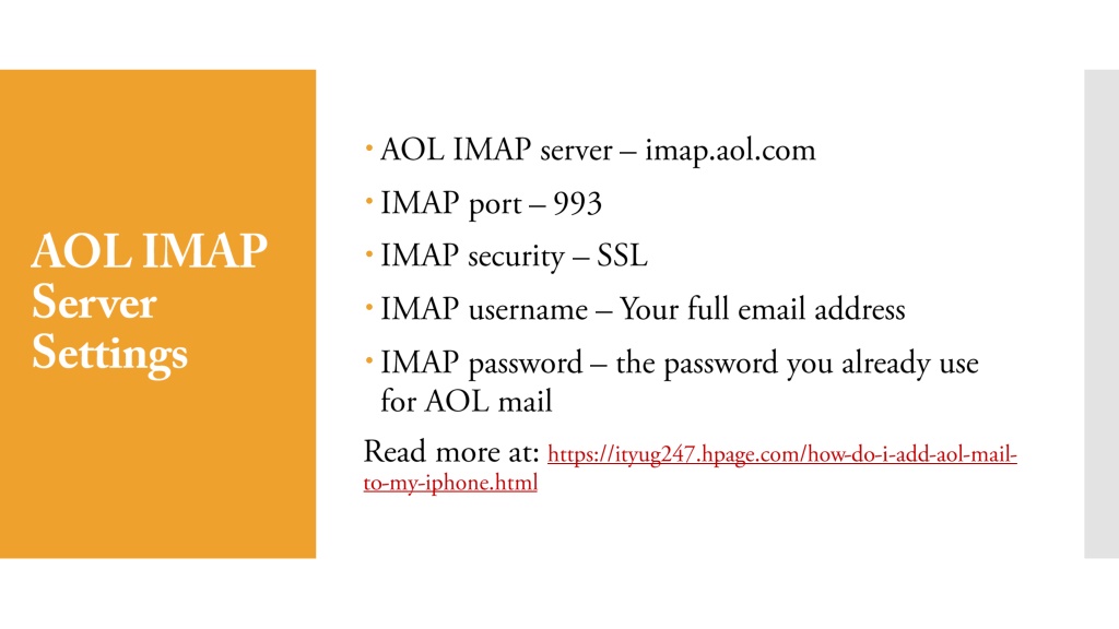 PPT - How to Setup AOL Mail IMAP Server Settings PowerPoint ...