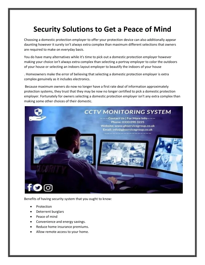 PPT - Security Solutions to Get a Peace of Mind PowerPoint Presentation ...