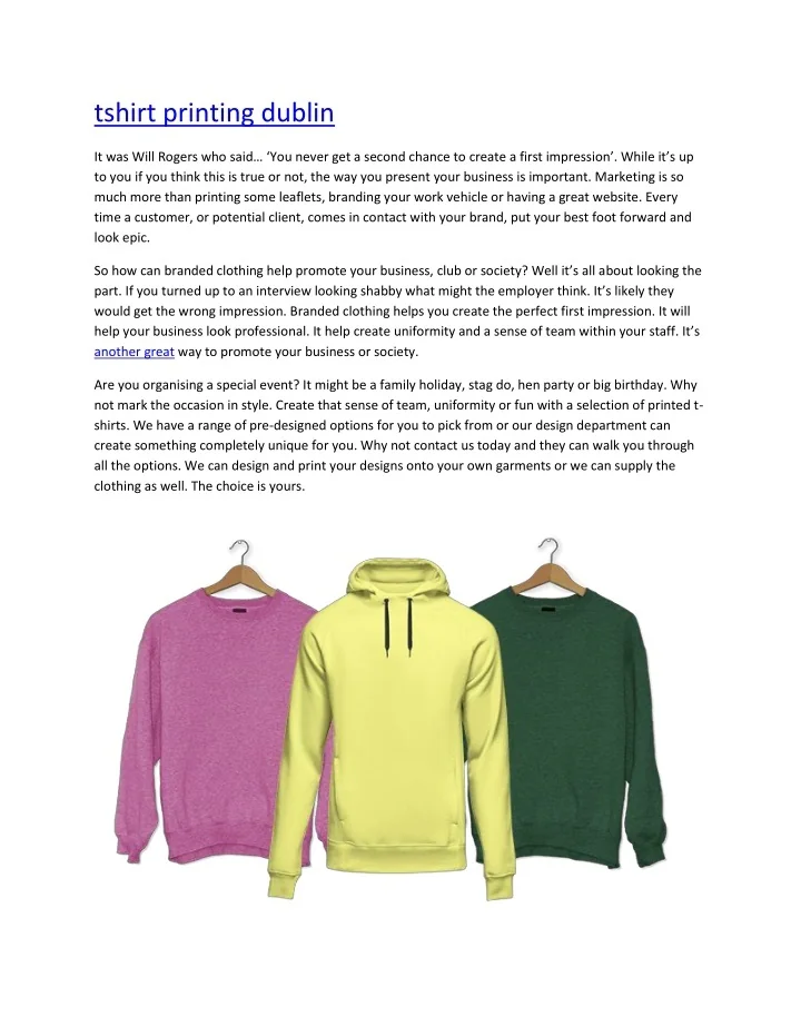 PPT tshirt printing dublin PowerPoint Presentation, free download