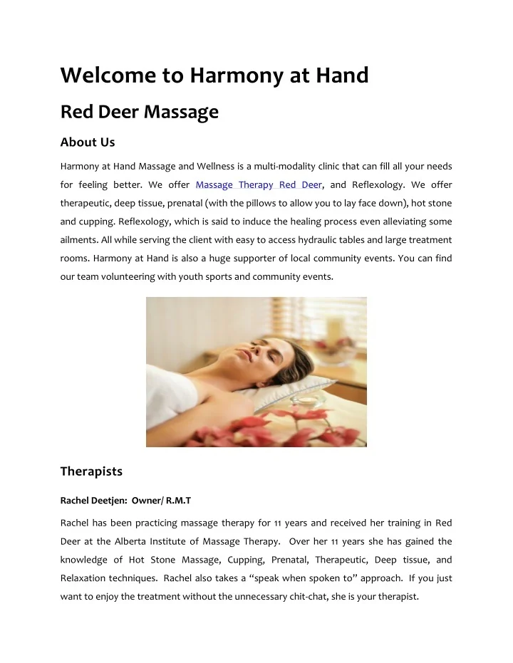 PPT Red Deer Massage PowerPoint Presentation, free download ID10896377