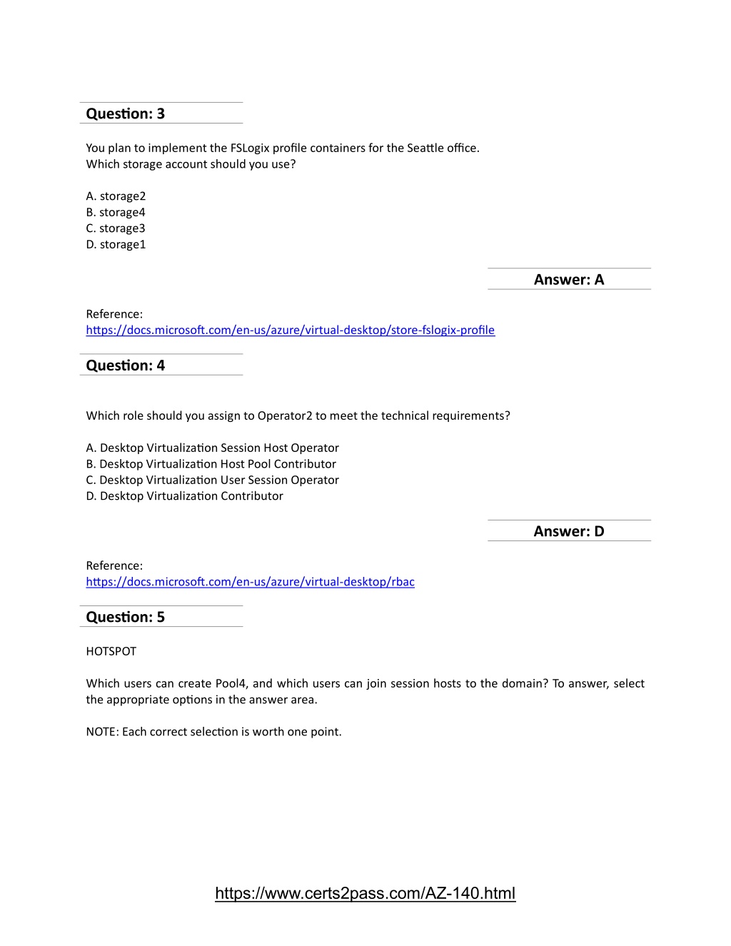 AZ-140 Test Simulator Online