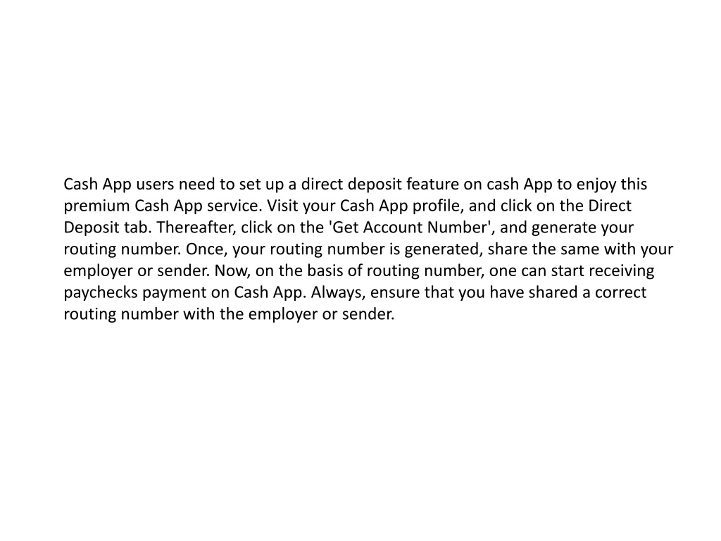 Ppt How To Enable Direct Deposit With Cash App Updated 2022 Powerpoint Presentation Id10896579 7813