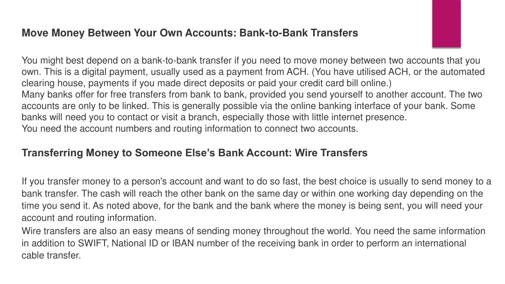 PPT - How to Transfer Money From One Bank Account to Another PowerPoint ...