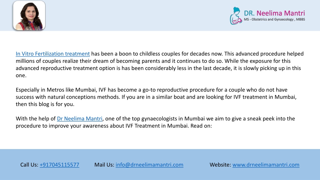 Ppt In Vitro Fertilization Ivf Treatment In Mumbai Dr Neelima Mantri Powerpoint