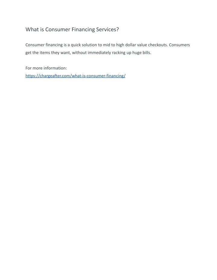 PPT What is Consumer Financing Services? PowerPoint Presentation