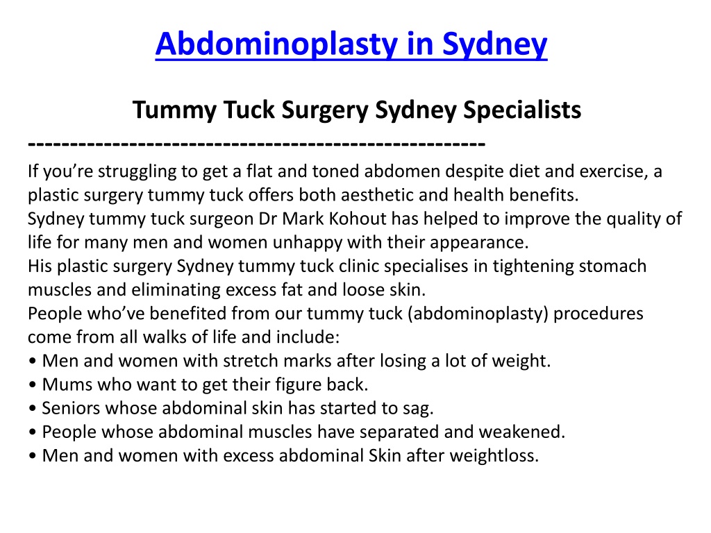 PPT Tummy tuck Sydney PowerPoint Presentation, free download ID10898400