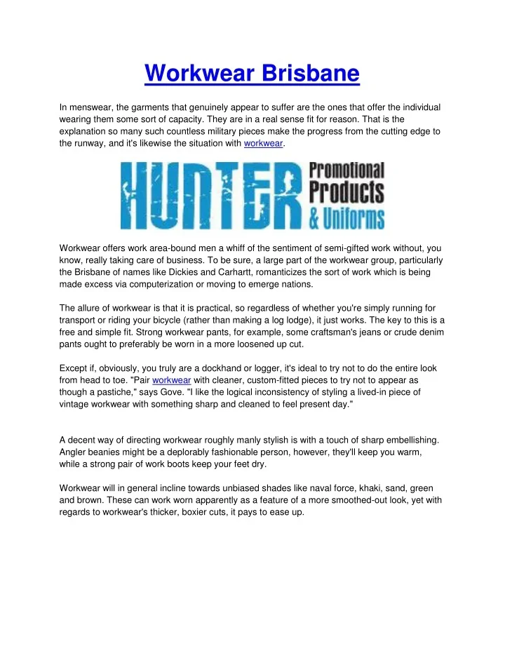 PPT Workwear Brisbane PowerPoint Presentation, free download ID