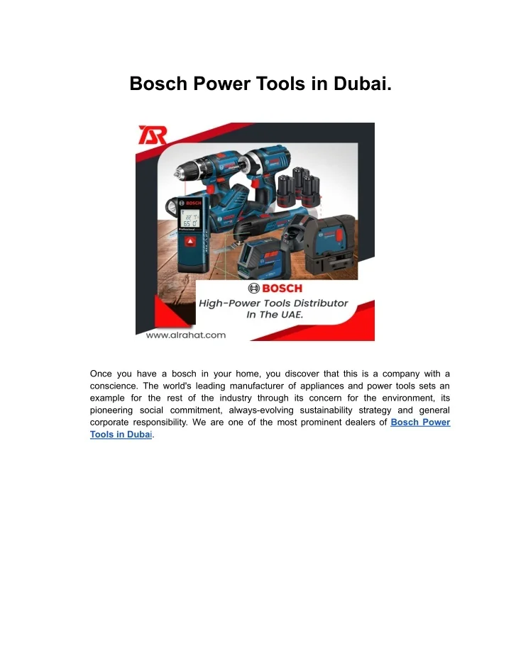PPT Bosch Power Tools in Dubai PowerPoint Presentation, free download