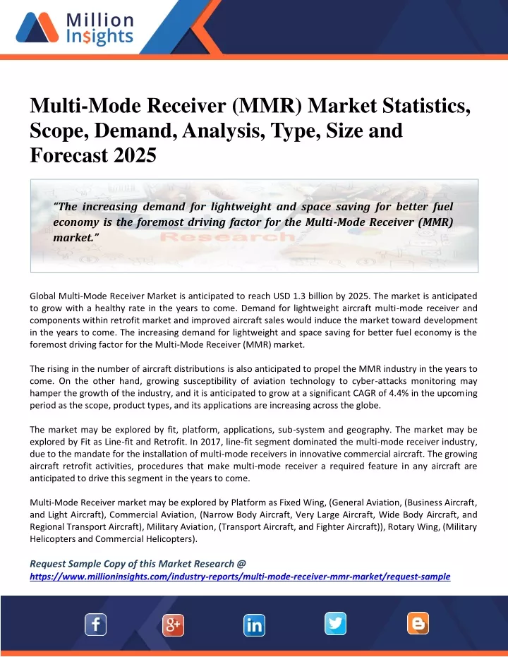 PPT MultiMode Receiver (MMR) Market Present State and Future Growth