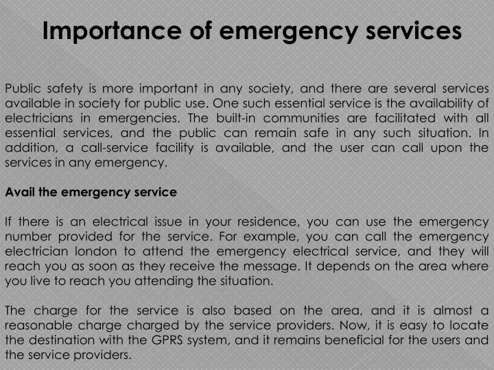 Importance Of Emergency Services