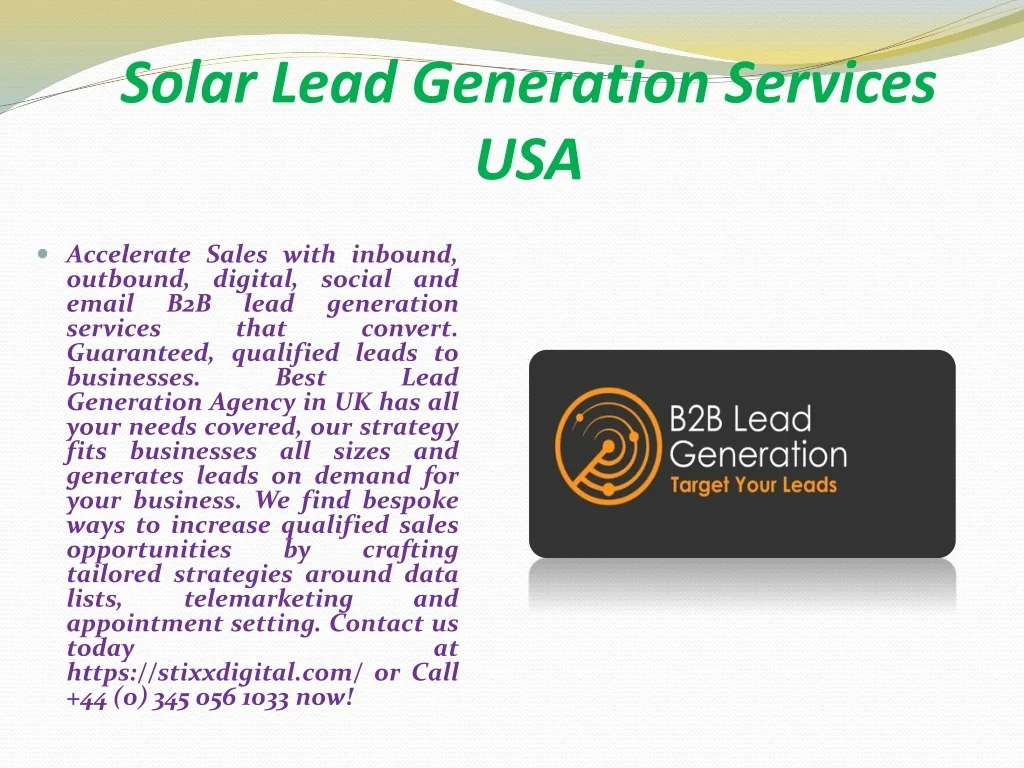 Photo inspiration: Lead Gen Agencies Usa Reference: Ppt Solar Lead Generation Agency Usa Powerpoint Presentation Free