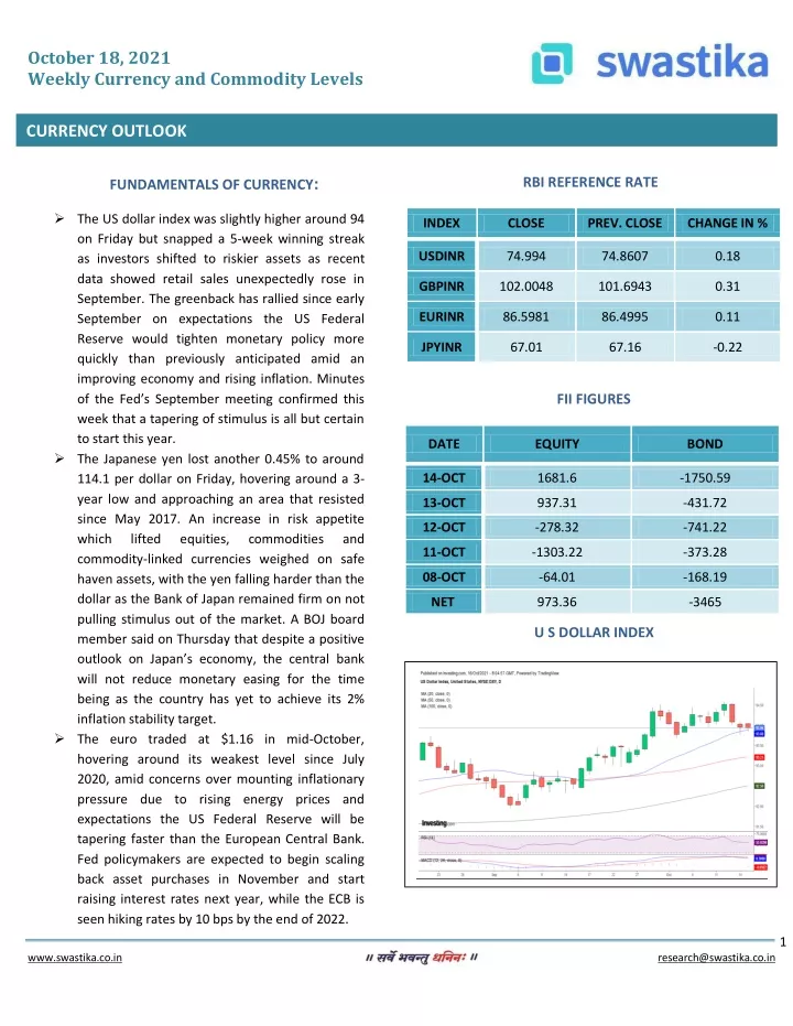 PPT - WEEKLY CURRENCY COMMODITY REPORT PowerPoint Presentation, Free ...