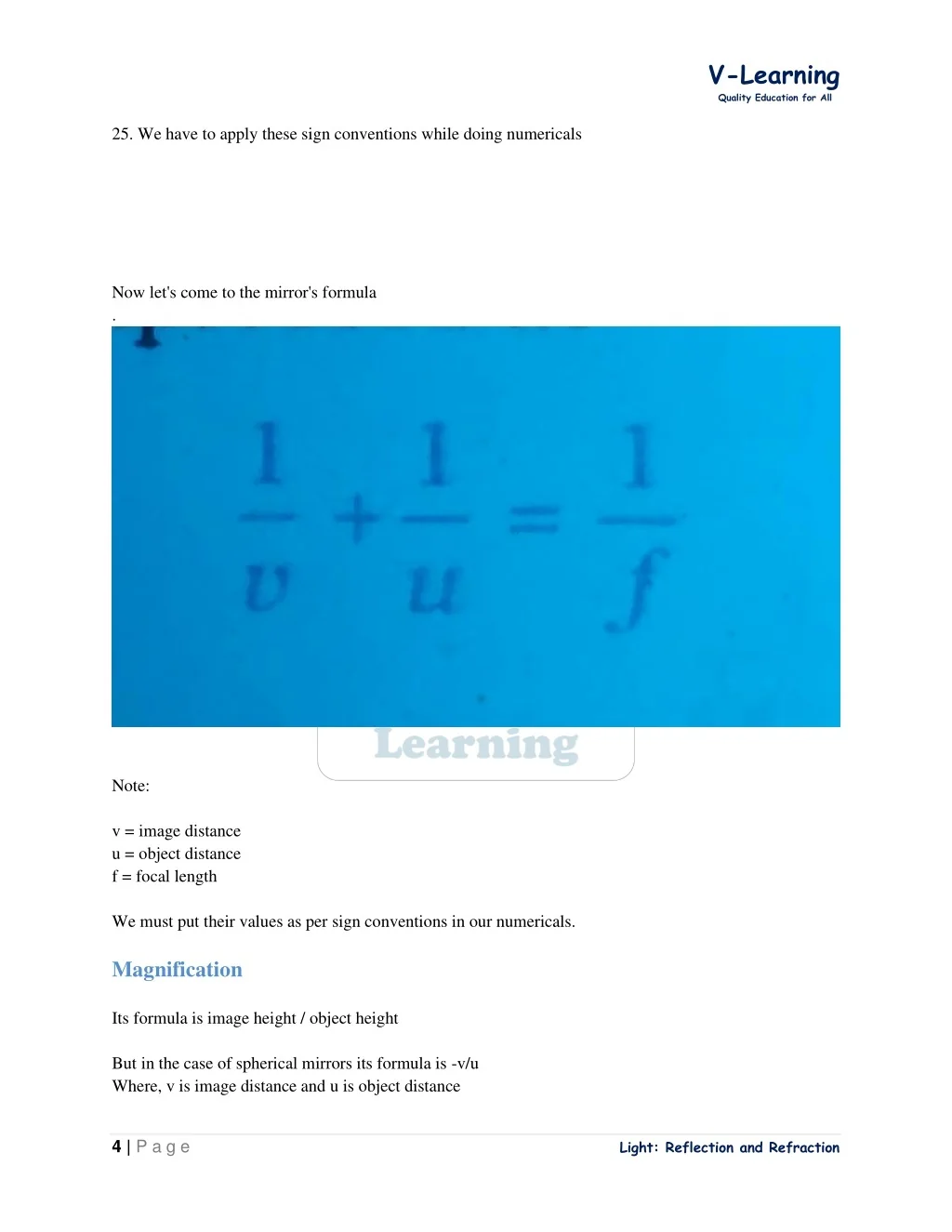 PPT - Light Reflection and Refraction class 10 NCERT -Vista's Learning ...