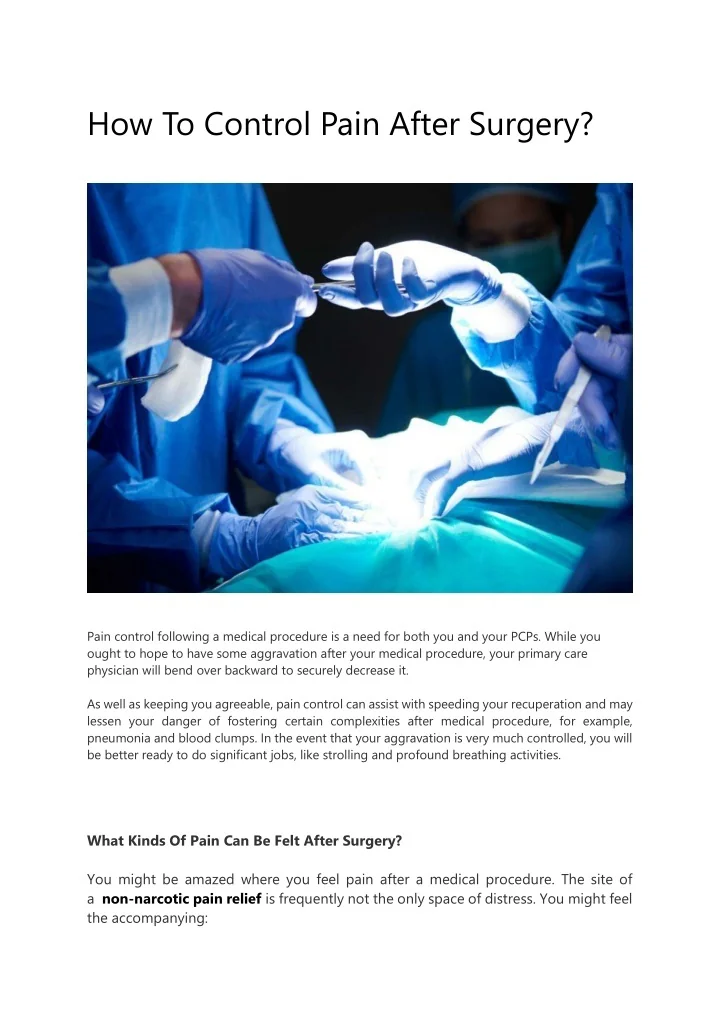PPT How To Control Pain After Surgery PowerPoint Presentation, free