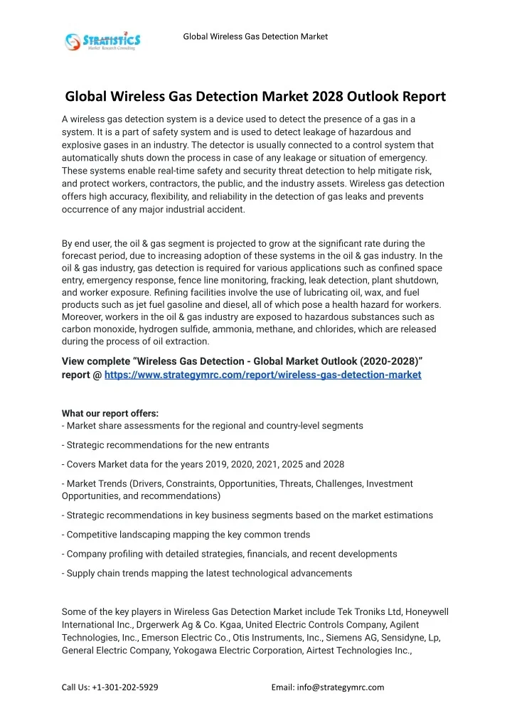 PPT 2021 Wireless Gas Detection Market Global Analysis Report