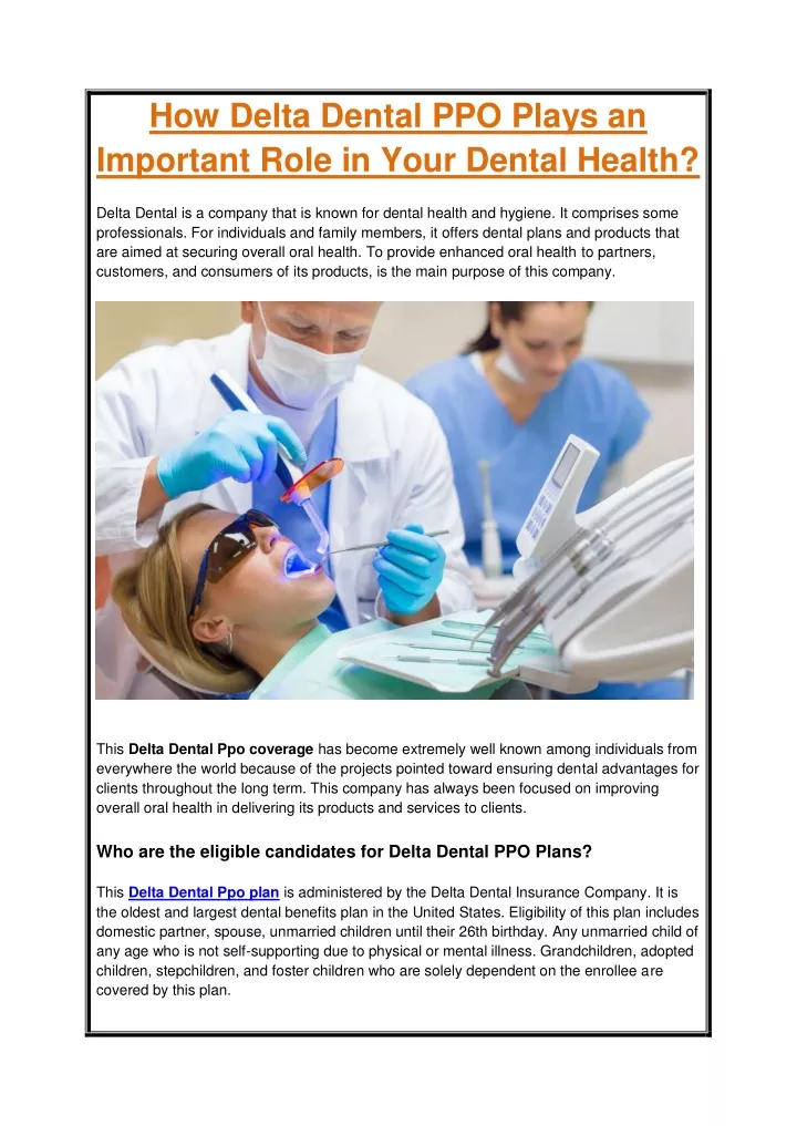 PPT How Delta Dental PPO Plays an Important Role in Your Dental