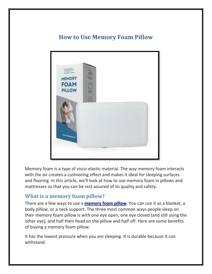 PPT How to Use Memory Foam Pillow PowerPoint Presentation, free